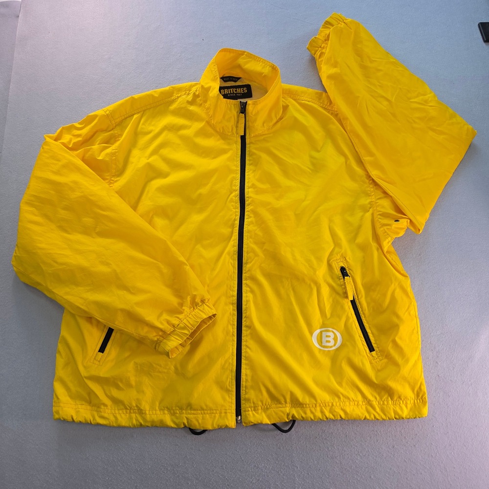 Britches Surf Longboards Yellow Windbreaker Jacket Mens XL Ripstop Surf